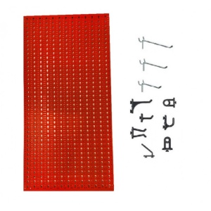 Panou perforat vertical de 500x1000 mm rosu cu set de 45 carlige - Img 2