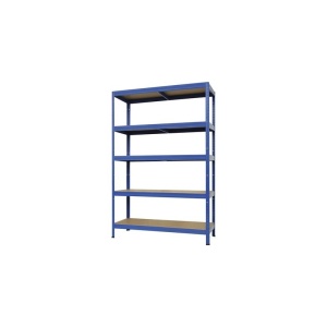 Raft metalic cu 5 polițe din lemn 1200x600x1800 mm max. 250 kg/poliță, montaj rapid cu cleme, albastru - Img 2