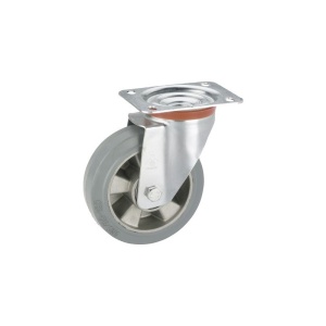 Roata pivotanta metalica & cauciuc plin Tarrox Ø160mm, placa fixare 140x110 mm, pentru sarcini grele - Img 2