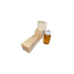 Set 4 blocuri din lemn de tei pentru cioplit 47 x 47 mm cu 50 ml ulei tung - Img 4
