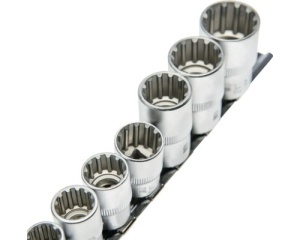 Set capete tubulare pe șină WGB 3/8" + 1/2", crom-vanadiu - Img 2