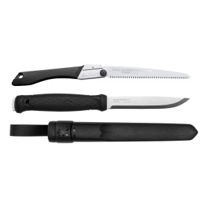 Set Cutit Garberg Inox Si Fierastrau pliabil bushcraft, camping Silky Gomboy 240mm cu 10dinti, 30mm