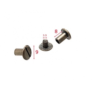 Surub din alama antichizata 8 mm pentru pielarie - Img 2