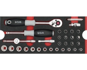 Trusa chei tubulare 1/4", 36 piese, crom-vanadiu, insertie pentru sertar