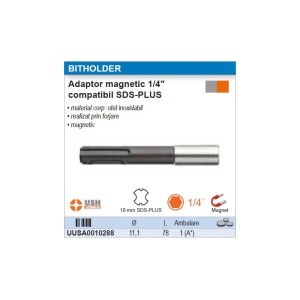 Adaptor magnetic 1/4" USH compatibil SDS-PLUS - Img 2