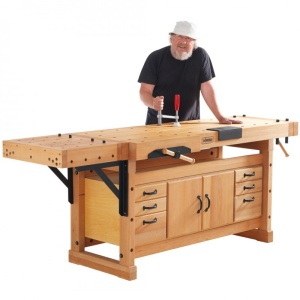 Banc de lucru pentru tamplarie PROFI Elite 1500 + platforma fixare + dulap SM07, Sjobergs - Img 10