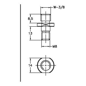 Convertor Ext. M8 - W3/8 x L8.5 NOGA - Img 3