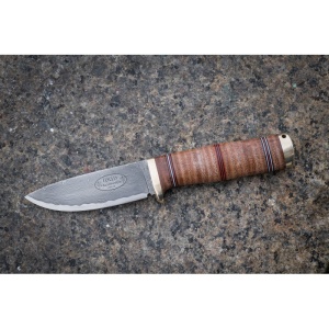 Cutit Fallkniven NL5CXL Idun Northern Light, lama Cowry X Damascus, maner piele naturala, lama 100 mm - Img 7
