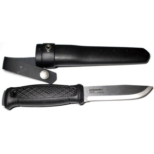 Cutit Full-Tang Morakniv Garberg INOX, Teaca piele si maner Polimer negru, pentru Bushcraft si Outdoor - Img 2
