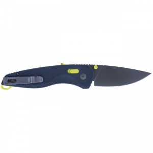 Cutit pliabil SOG Aegis AT Indigo Acid 11-41-03-41, lama Drop Point CRYO D2 Black TiNi, deschidere asistata S.A.T., AT-XR Lock, maner GRN Indigo & Acid Yellow, EDC Premium