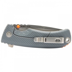 Cutit pliabil SOG Tellus FLK Wolf Gray 14-06-02-43, lama Drop Point CRYO 440 Stonewashed, Frame Lock, deschidere Flipper, maner GRN Wolf Gray, EDC Outdoor - Img 3