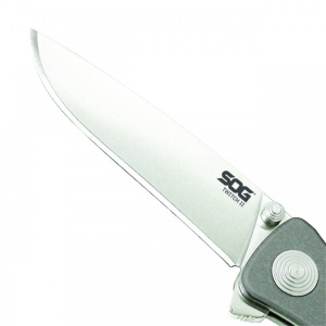 Cutit pliabil SOG Twitch II Satin Aluminum TWI8-CP, lama Drop Point AUS-8 Satin, deschidere asistata S.A.T., Lockback, maner din aluminiu anodizat, EDC Premium - Img 18