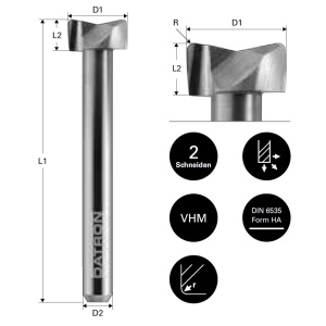 Freza etajata frontala, Datron 0078442, 12.0x6.0x6.0mm - Img 5