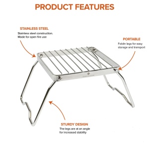 Gratar pliabil pentru foc de tabara Stabilotherm BBQ Grid Small din otel inoxidabil - Img 4