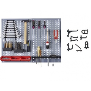 Kit 2 panouri perforate vertical/orizontal 800x600 pentru scule profesionale cu set 20 carlige plastic - Img 2