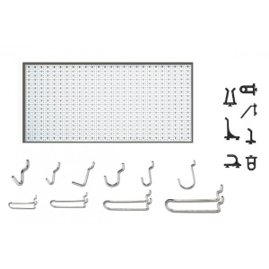 Panou perforat orizontal de 1000x500mm alb cu set de 40 carlige metalice/plastic - Img 2