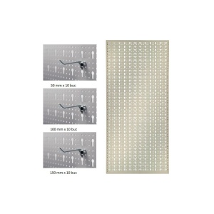 Panou perforat vertical de 500x1000 mm alb cu set 30 carlige - Img 2