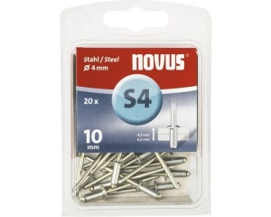 Pop-nituri Novus Ø4x10 mm oțel/oțel, pachet 20 bucăți