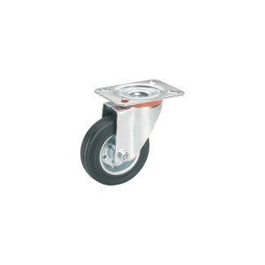 Roata pivotanta metalica & cauciuc plin Tarrox Ø125mm, placa fixare 105x80 mm, cu rulment