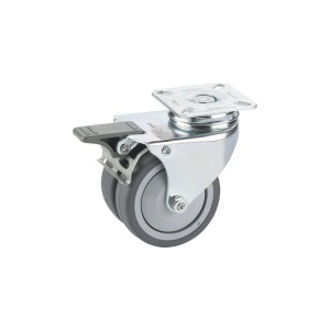 Rola dubla 75mm, placa total-stop, protectie la fire, rulment cu bile - Img 2