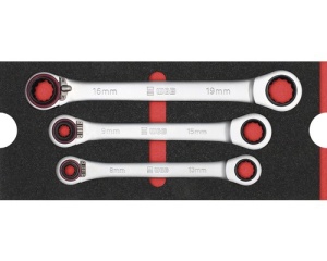 Set chei inelare duble cu clichet, 3 piese, insertie pentru sertar.