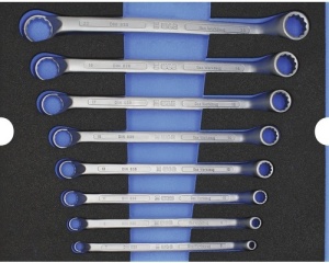 Set chei inelare duble cu cot, 8 piese, 6-22 mm, insertie pentru sertar