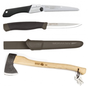 Set Cuțit Companion, Heavy Duty MG, Fierastrau Silky Gomboy 210mm cu 10dinti, 30mm si Bison 800g - Img 2