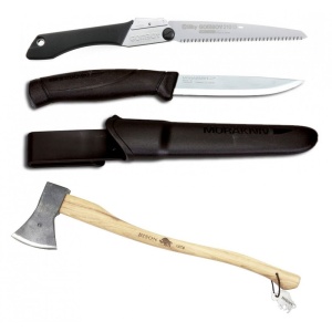 Set Cuțit Companion, negru, Fierastrau Silky Gomboy 210mm cu 10dinti, 30mm si Bison 1250g