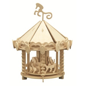 Set de constructie din lemn „Carusel” debitat cu laser Pebaro