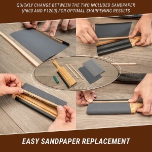 Strop din piele pentru cutite cu carlig si dalti cu pastă de lustruire BeaverCraft– LS5P1 - Img 24