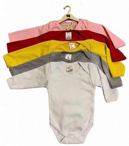 Set 5 body-uri din bumbac cu maneca lunga color mix 1 Drool