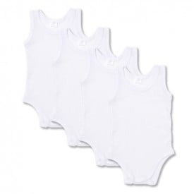 Set 5 body-uri din bumbac albe fara maneca - tip maieu Drool