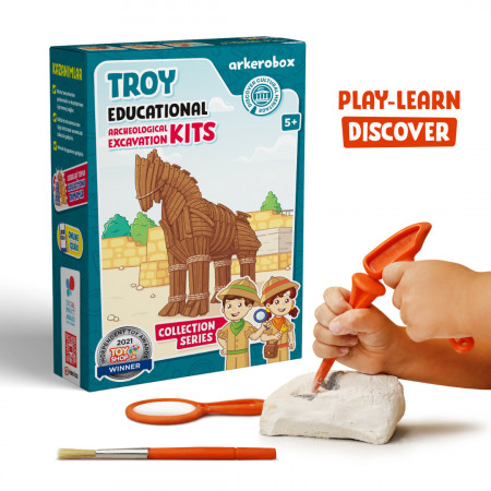 Arkerobox - Set arheologic educational si puzzle 3D, Grecia Antica, Calul Troian