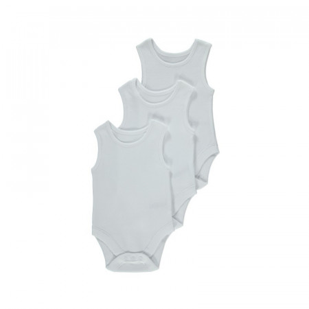 Set 3 body-uri din bumbac albe fara maneca - tip maieu Drool