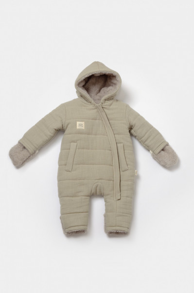 Salopeta de iarna pentru bebelusi, Winter muselin, 100% bumbac - Verde, BabyCosy