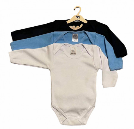Set 3 body-uri din bumbac cu maneca lunga color mix 2 Drool