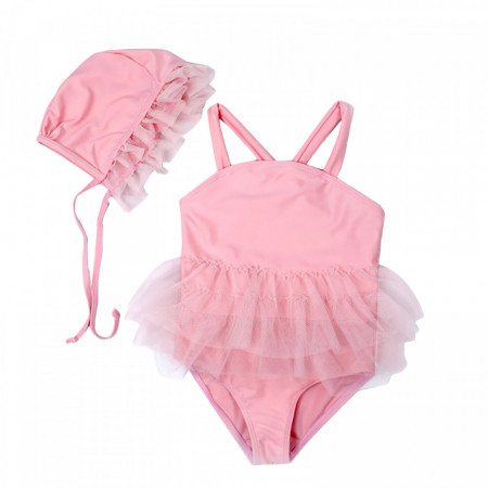Costum de baie Roz cu caciulita Drool