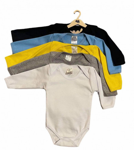 Set 5 body-uri din bumbac cu maneca lunga color mix 2 Drool