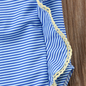 Costum de baie bleu cu dantela galbena Drool - Img 4