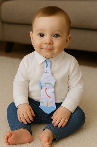 Cravata bebelusi cu accesoriu de dentitie BabyJem, bleu - Img 3