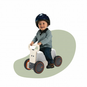 Masinuta ride-on, premergator si carucior de jucarii MamaToyz DriveMe Soft, Vacuta - Jucarie din lemn 3 in 1 - Img 6
