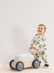 Masinuta ride-on, premergator si carucior de jucarii MamaToyz DriveMe Soft, Vacuta - Jucarie din lemn 3 in 1 - Img 11