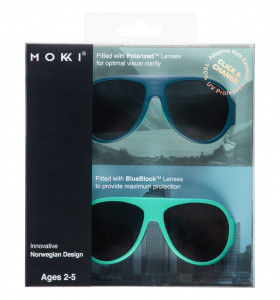 Ochelari de soare pentru copii MOKKI Click & Change, protectie UV, bleu, 2-5 ani, set 2 perechi - Img 3