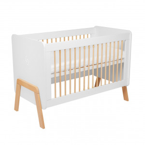 Patut transformabil copii Skiddou Krubb din lemn de fag/MDF, 60x120 cm, Puff Catcher, Alb - Img 3