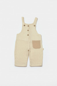 Salopeta cu bretele si buzunar, 100% bumbac - Stone, BabyCosy