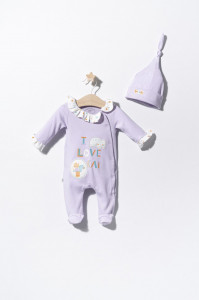 Salopeta cu caciulita pentru bebelusi Pisicute, Tongs baby