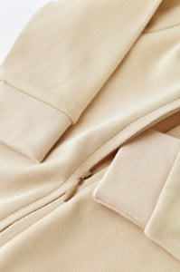 Salopeta cu fermoar cu maneca lunga si pantaloni lungi - 100%bumbac organic - Crem, BabyCosy - Img 7