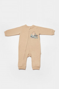 Salopeta cu fermoar, Two thread, BabyCosy, 100% bumbac organic, Stone
