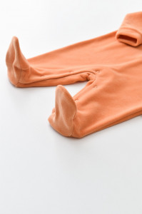 Salopeta Curcubeu cu maneca lunga si botosei din 80%bumbac organic si 20% poliester - Portocaliu, BabyCosy - Img 5