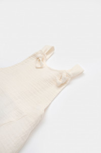 Salopeta de vara cu pantaloni lungi din muselina, BabyCosy, 100%bumbac, ecru